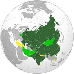 SCO MAP 10 July 2015 - Including two new permanent members Pakistan and India.png