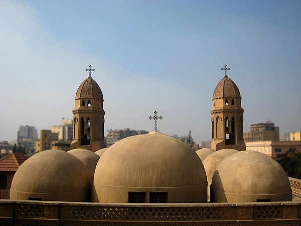 The domes of Saint Mark's Church, one of the oldest Coptic churches in Heliopolis