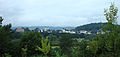 Čeština: Pohled na město Sanok z místního skanzenu lidové architektury, Podkarpatské vojvodství, Polsko English: A view of the town of Sanock from nearby Skansen. Podkarpackie voivodeship, Poland