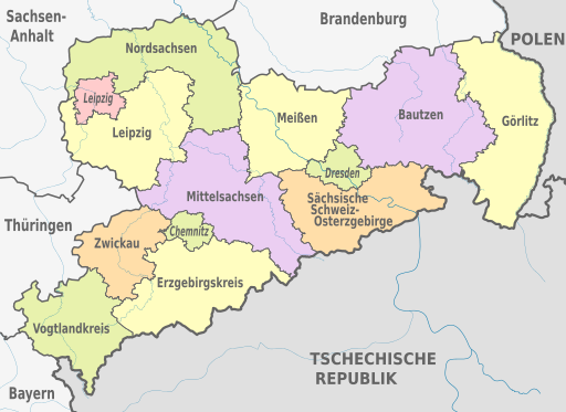 Saxony, administrative divisions - de - colored
