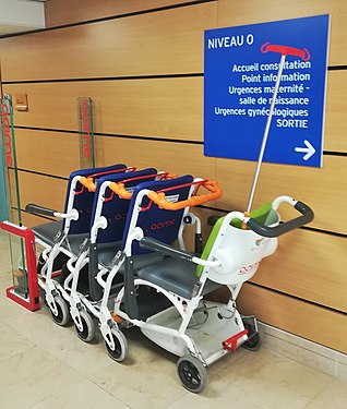 Self-service wheelchairs in a hospital