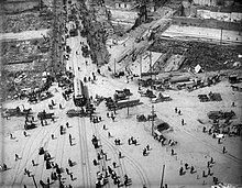 View from the Ferry Building tower, southwest down on Market Street Sfearthquake.jpg