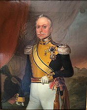 Regementschefen Sixten David Sparre iklädd regementets uniform för en överste med Frack m/1833.