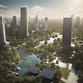 Green city urban planning & solarpunk illustration