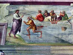 Miraculous catch of 153 fish fresco in the Spoleto Cathedral, Italy (second miracle) Spoleto074.jpg
