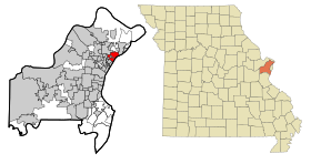 St. Louis County Missouri Incorporated and Unincorporated areas Jennings Highlighted.svg