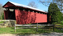The historic Staats Mill Covered Bridge, now at Cedar Lakes Conference Center. Staats Mill Covered Bridge2.jpg