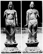 Statues of nikko bosatsu and gakko bosatsu of Shojo-ji, Fukushima.jpg