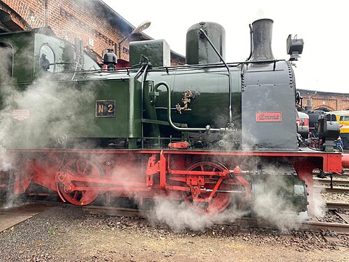 Historic steam locomotive in Wittenberge (Germany)