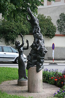 Monument to the Waldensians burned by Petrus Zwicker, in Steyr, Austria Steyrer Waldenserdenkmal.jpg