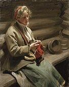 アンデシュ・ソーン "Girl from Dalecarlia knitting"／1901年。