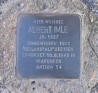 Stolperstein Albert Imle Ludwigsburg Niedersachsenstrasse 19 DSC 3703.JPG