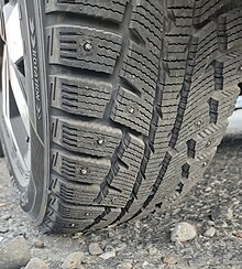 Studded winter tire Studded winter tyre.jpg