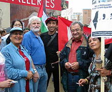 Tarek Fatah and other MCC board members at anti-war and anti-Zionist demonstration in Toronto related with the 2006 Israel-Lebanon conflict. Tarek Fatah at an anti-war demonstration in Toronto.JPG