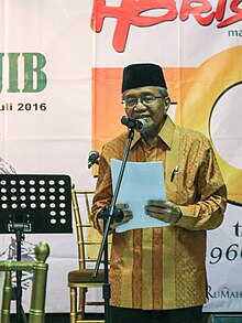 Taufiq Ismail méré biantara di 50 Taun Majalah Horison di Taman Ismail Marzuki dina Juli 26, 2016.