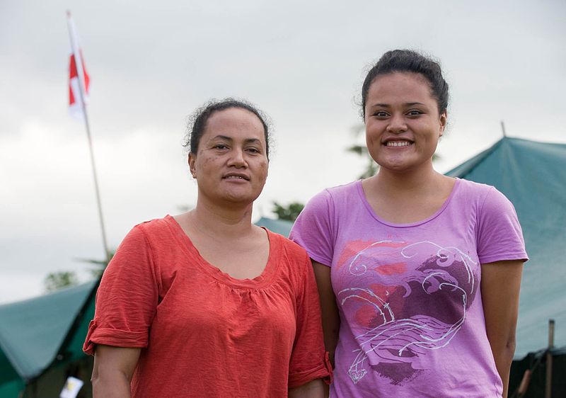 File:Teacher Hatesa Kirifi and daughter Leleiga spent a day and a half travelling by boat from Atafu - Flickr - NZ Defence Force.jpg