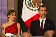 Their Majesties the King and Queen of Spain at the dinner in their honor held at the National Palace in Mexico City (29 June 2015)