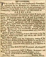Rental notice for Deer Park in1846 To Let Notice Deer Park Buckerell 1846.jpg