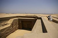 The reconstructed entrance to "Tomb T" at Umm el-Qa'ab in Abydos, the tomb of Den Tomb of Den 1.jpg