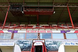 Camera/Sky Sports gantries and the players' tunnel at the Roger Millward West Stand at Sewell Group Craven Park, Kingston upon Hull.