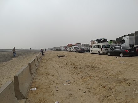 Traffic jam - traffic on the Cairo-Assiut highway is blocked due to fog