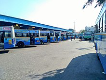 Buses parked at Platform 2 Trichy central bus stand.jpg