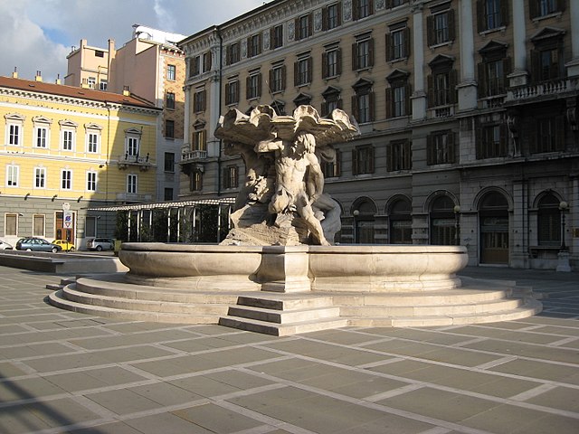 Piazza Vittorio Veneto in Trieste, housing the provincial seat in the palace at left