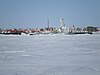 NTCL tug and barges overwintering in Cambridge Bay