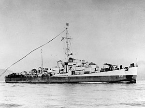 USS Jobb (DE-707) in San Francisco Bay, circa in January 1946 (NH 79817).jpg