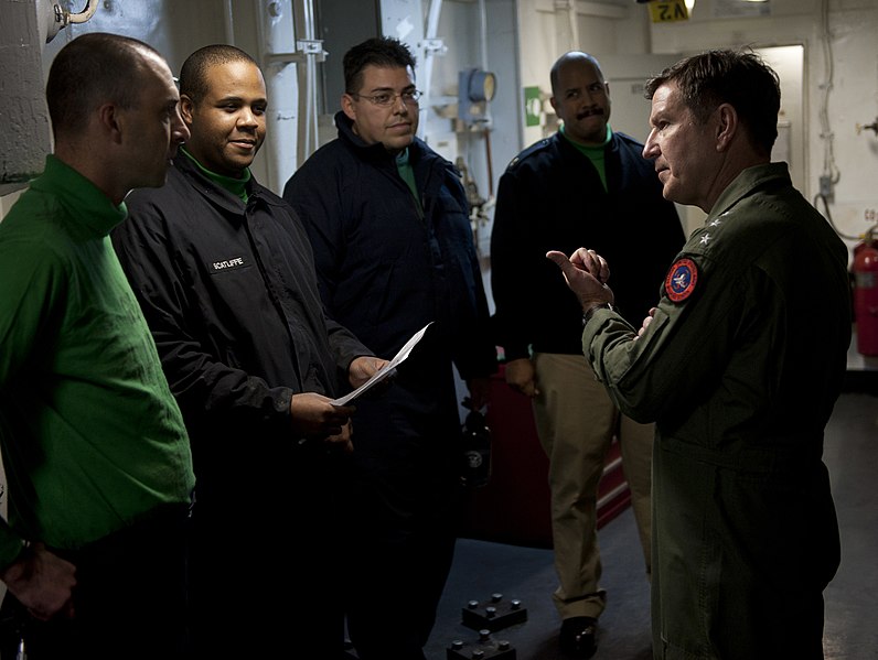 File:US Navy 101214-N-7981E-394 Vice Adm. Allen G. Myers speaks to Sailors in an arresting gear machinery room during a visit to USS Carl Vinson (CVN 70.jpg