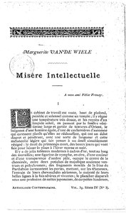 Marguerite Van De Wiele, Misère intellectuelle, 1888    