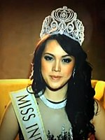 Larissa crowned as Miss Indonesia 2013. Vania Larissa on Miss World 2013 Promo.jpg