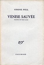 Vignette pour Venise sauvée (Simone Weil)