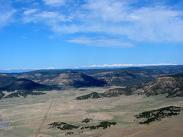 The lands of the grant reach from the Great Plains to the crest of the Sangre de Cristo mountains an east-west distance of almost 50 mi (80 km).