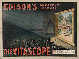 Affiche publicitaire pour le Vitascope, vers 1896. (définition réelle 5 725 × 4 300)