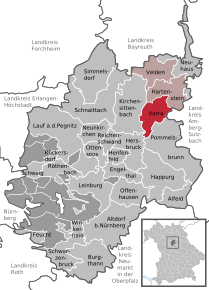 Poziția Vorra pe harta districtului Nürnberger Land