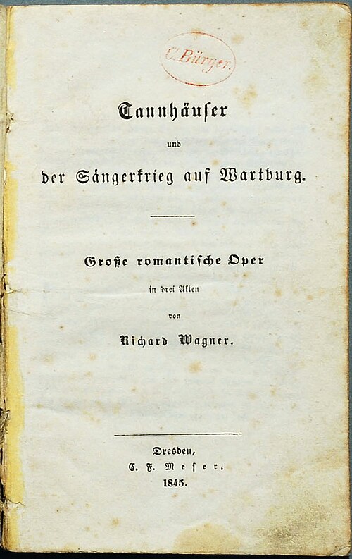 Libretto, Dresden 1845