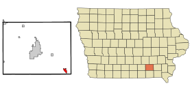 Wapello County Iowa Incorporated and Unincorporated areas Eldon Highlighted.svg
