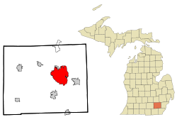 ワシュテノー郡内の位置の位置図