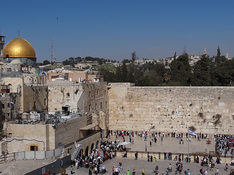 File:Western Wall with golden dome.JPG