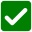 White check mark in dark green rounded square.svg