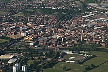 Aerial photograph of Worcester city centre Worcester, aerial 2018, geograph 5845772 by Chris.jpg