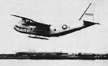 Stroukoff YC-123E showing hydro-skis on pantobase landing gear