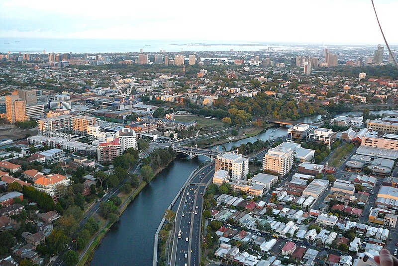 File:Yarra River Church Street bridge from balloon 2007-03-05.jpg