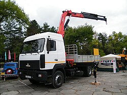 A MAZ-5340 with a loading crane at an exhibition, 2012
