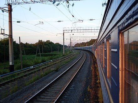 View from a passenger train near Lozove, Western Ukraine