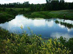 The Savala River near the——selo of Bratki in Ternovsky District