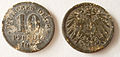 German coin, 191x, pure zinc but zinc pest