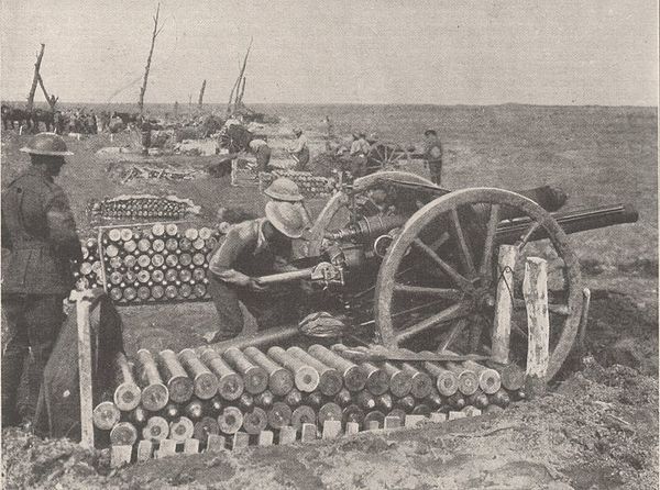 Australian gun crew in action in the Ypres sector, 28 September 1917