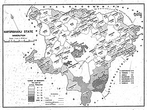 1931, Mayurbhanj state's population immigration map.jpg